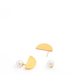 Halvcirkel ørering guld med perle