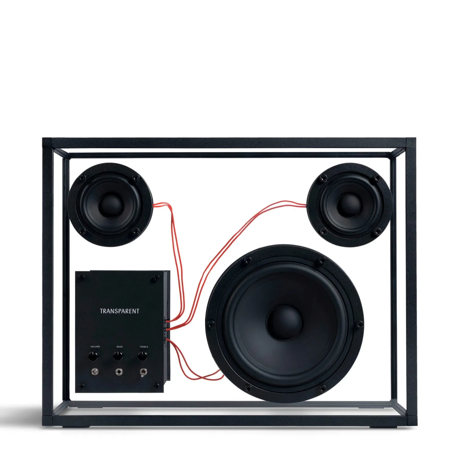 Højtaler – sort med røde kabler