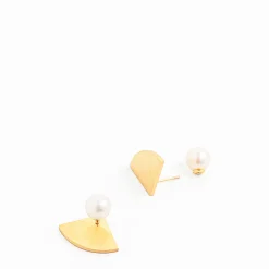 Kvartcirkel ørering med perle