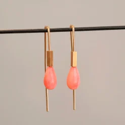 Ørering Hook med sten – forgyldt sølv