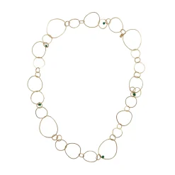 Very Thin Large halskæde forgyldt sølv med smaragder